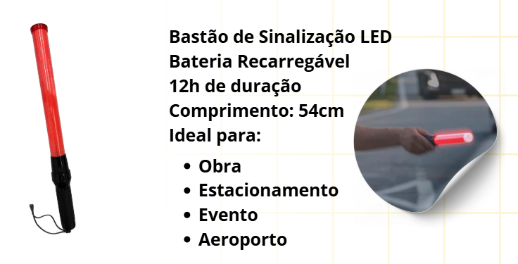 Bastão de sinalização - recarregável
