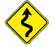 Placa de Pista Sinuosa à Direita