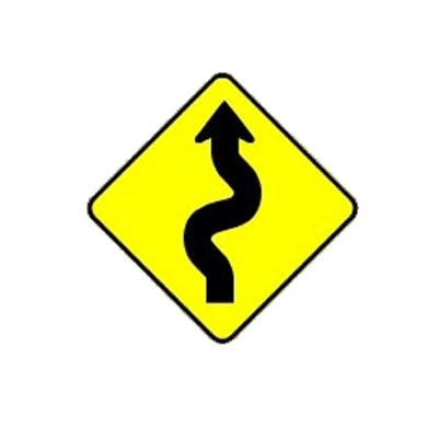 Placa de Pista Sinuosa à Esquerda